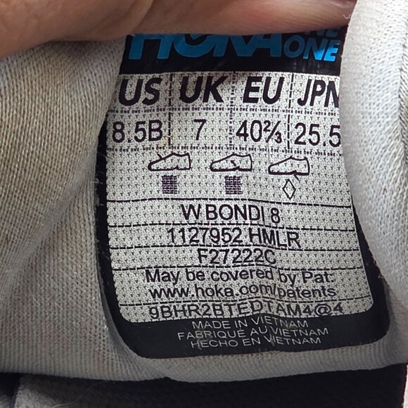 Hoka One One Bondi 8 Womens Size 8.5 B Gray White Athletic Running Shoes - Picture 7 of 13